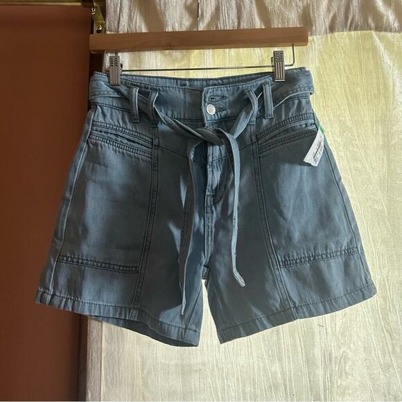 Hudson Utility Short Spring Indigo Blue Lyocell Denim Belt Tie Waist NWT Size 24 - Picture 3 of 9